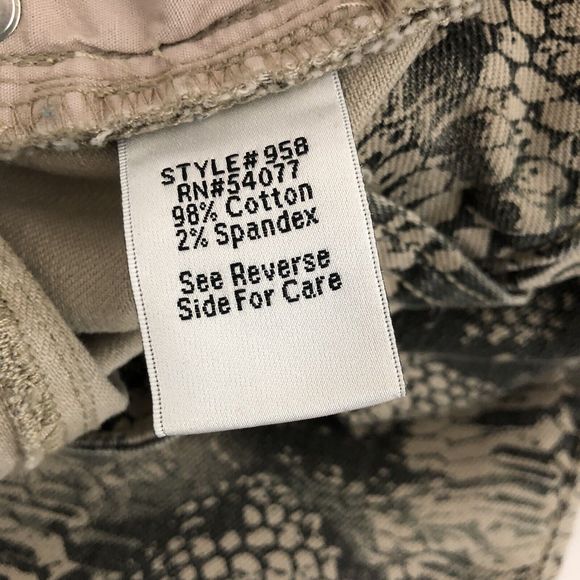Cabi Women's 8 Beige Diamondback Snakeskin Print Mid Rise Skinny Jeans - Picture 5 of 5